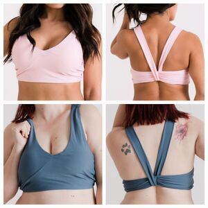 NWT 2 Pack Athletic Crossback Bikini Swimsuit Top / Sports Bralette in Lig